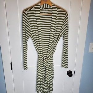 Latched Mama Women's XS / Small Green White Striped Wrap  Nursing Dress Soft